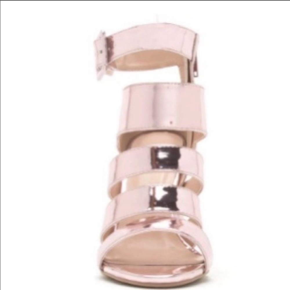 Pink Metallic Caged Heels - Picture 3 of 8